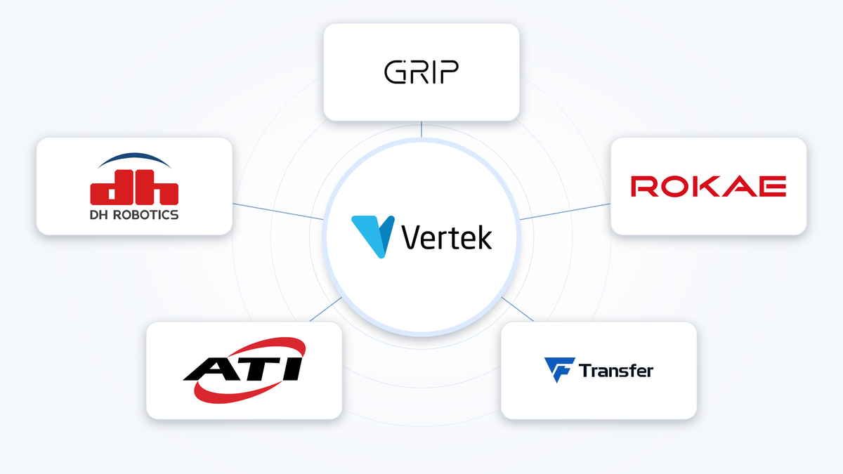 Automation partner logos: DH Robotics, GRIP, ROKAE, ATI and TransferTech